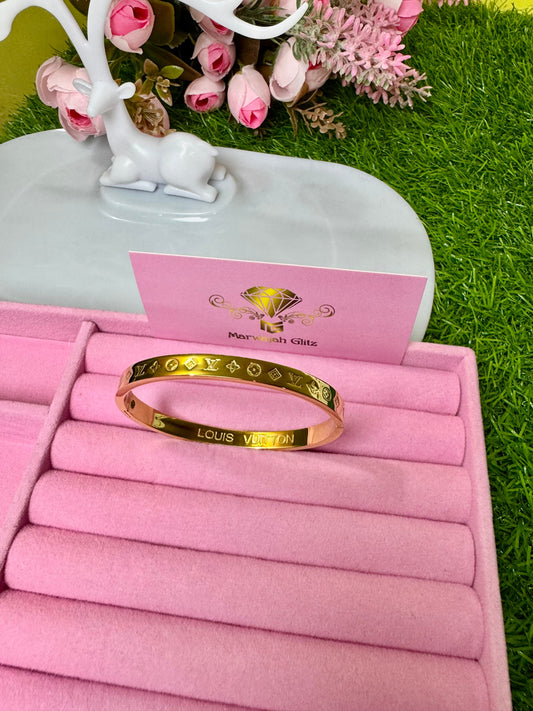 LV inspired Engraved Bangle Cuff | Luxury with Timeless Engraving