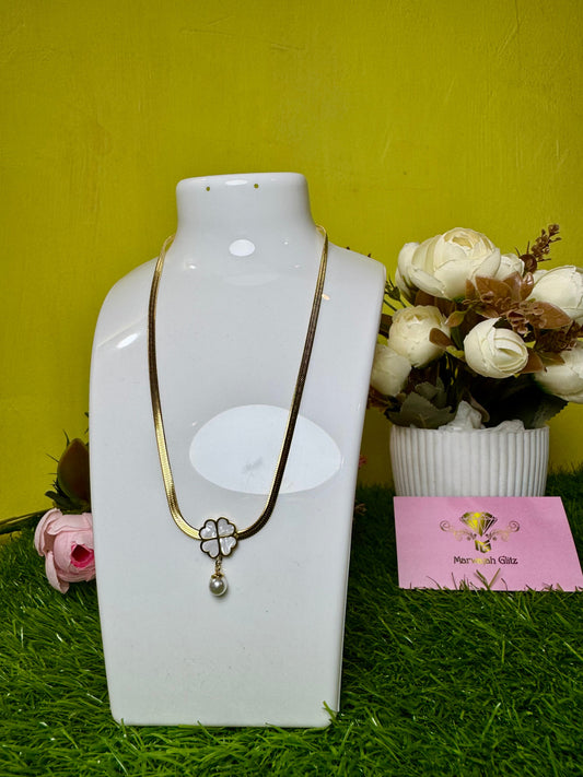 LV inspired Necklace with Hanging Bead on Snake Chain | Sleek Luxury and Timeless Elegance