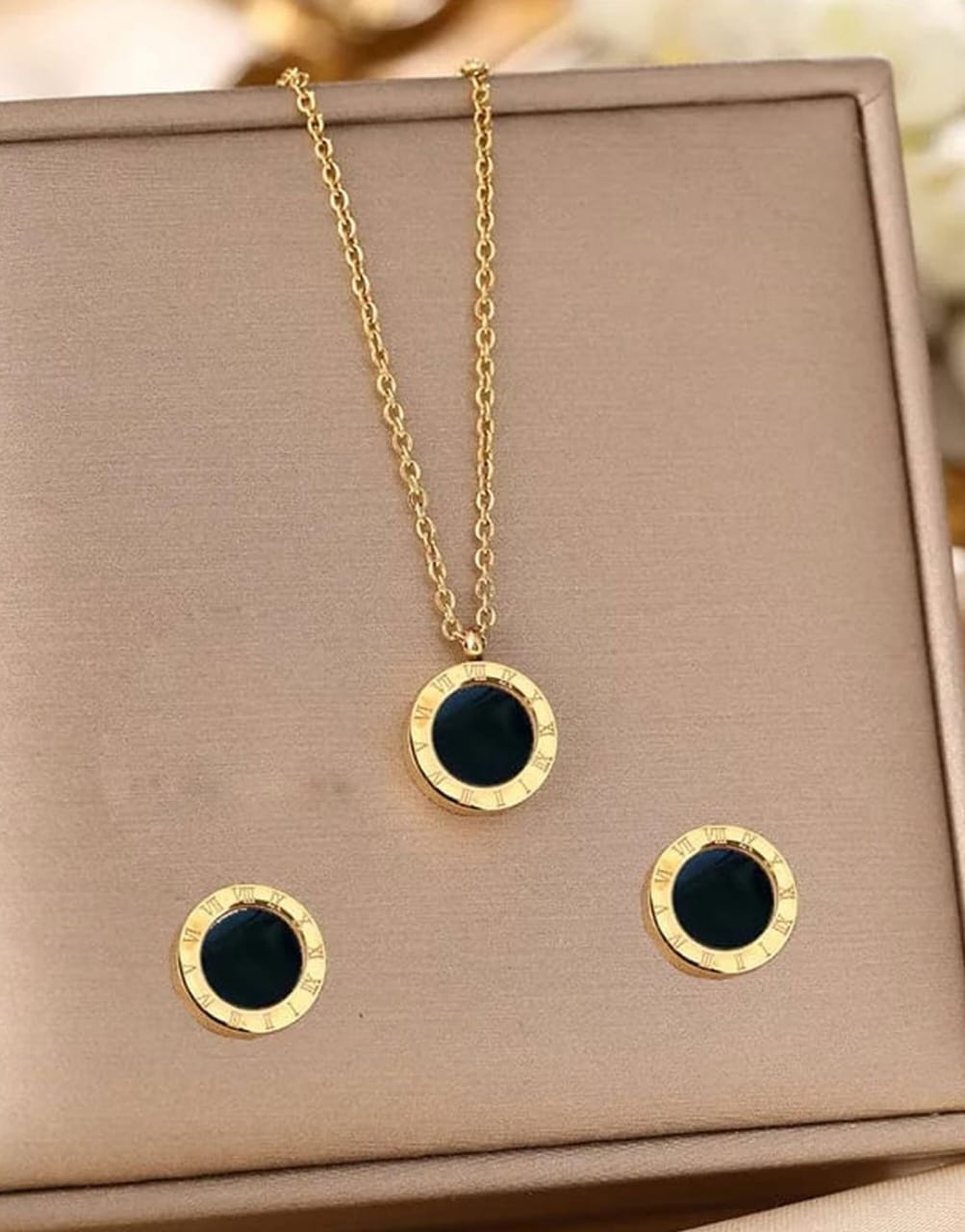 Bvlgari Black Necklace Set Gold/Silver Anti tarnish