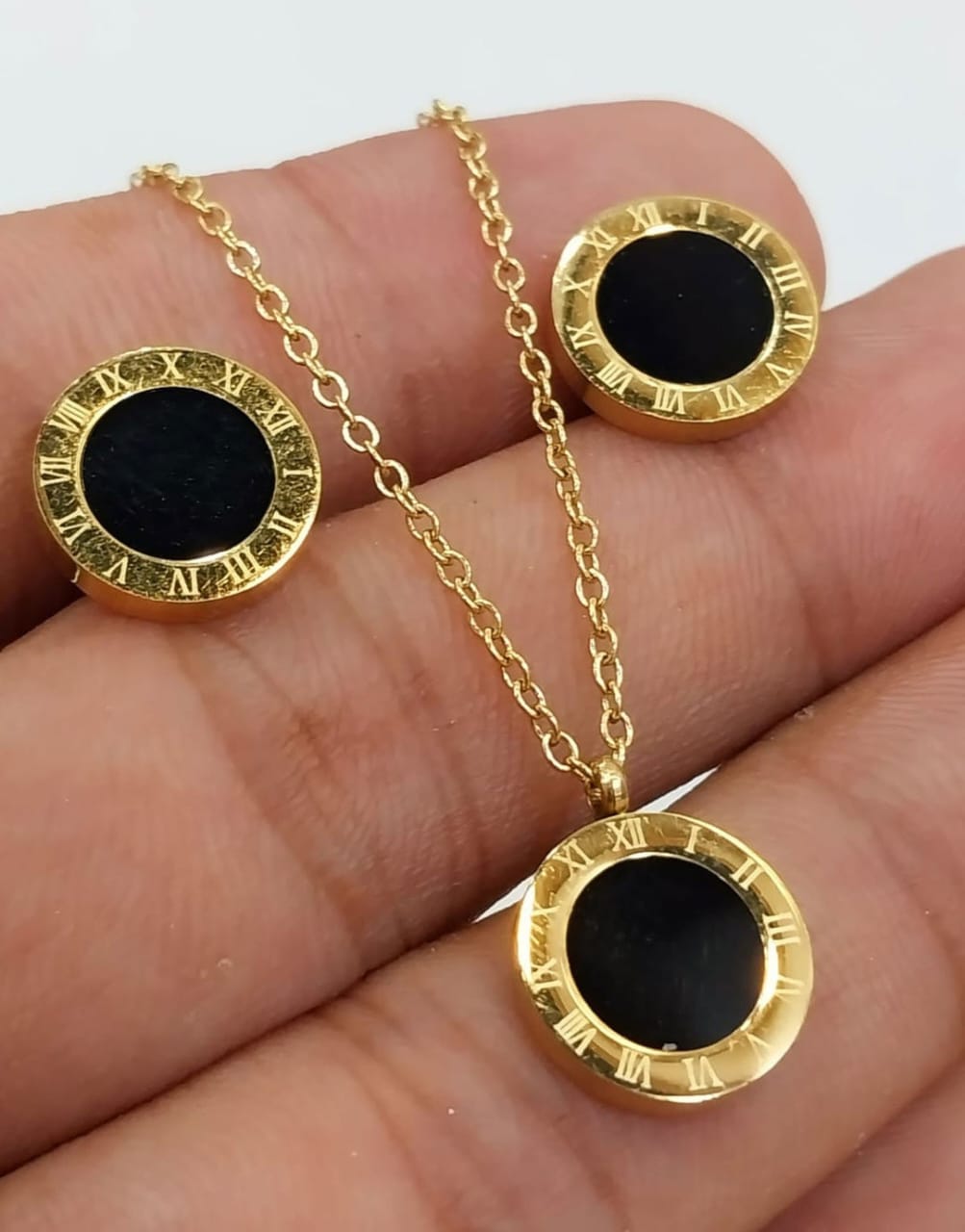 Bvlgari Black Necklace Set Gold/Silver Anti tarnish